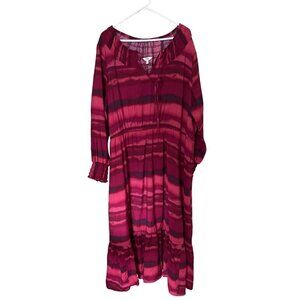 Terra & Sky  Dress  3X  Striped Casual Dress Elastic Waist Beachy Boho Vacation
